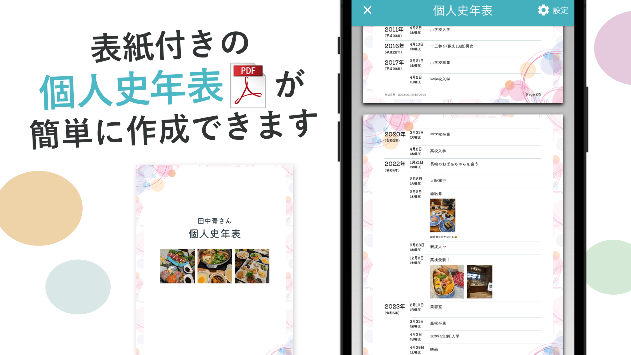 表示付きの自分史年表が簡単に作成出来ます