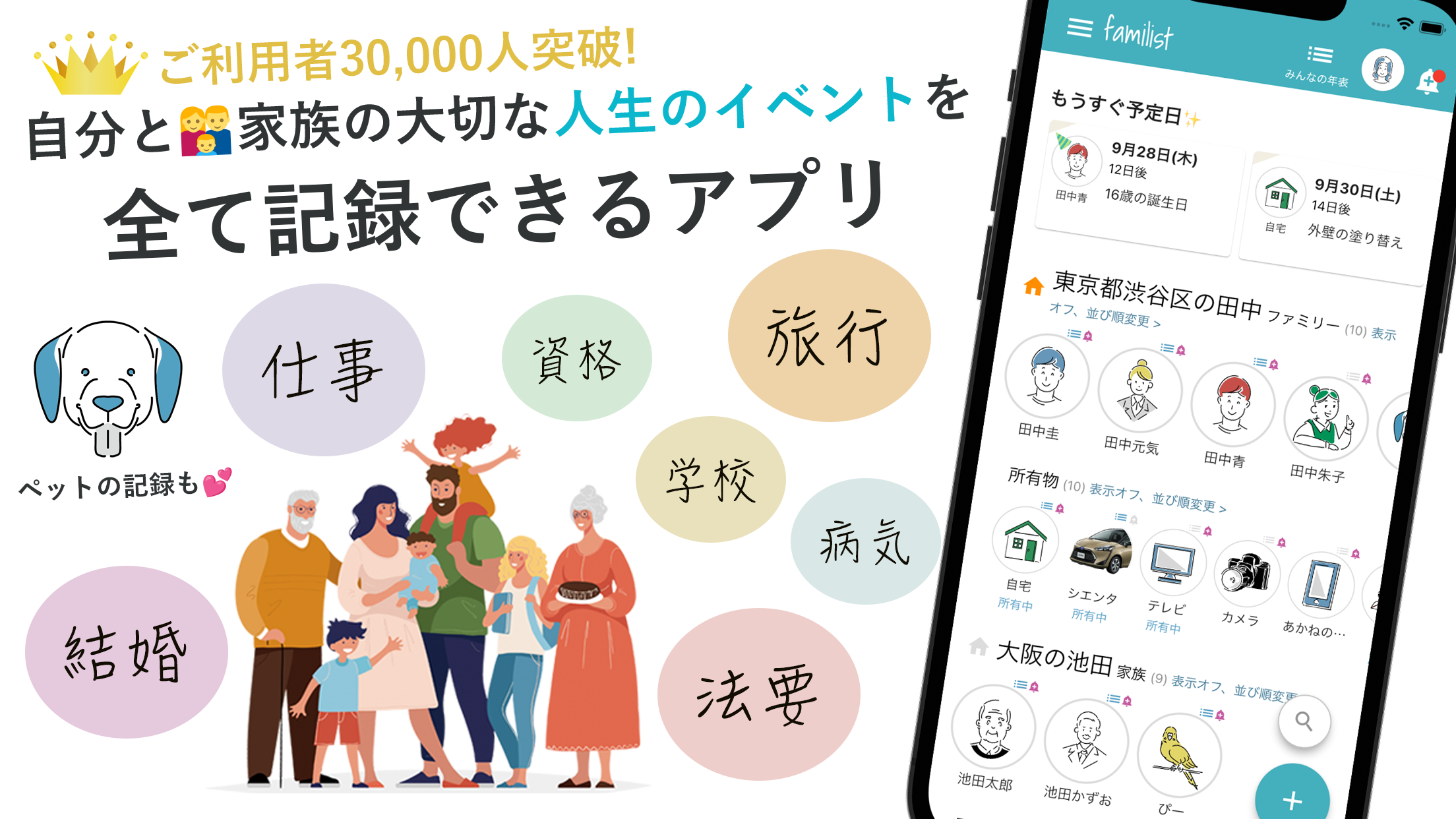 自分と家族の大切な人生のイベントを全て記録できるアプリ